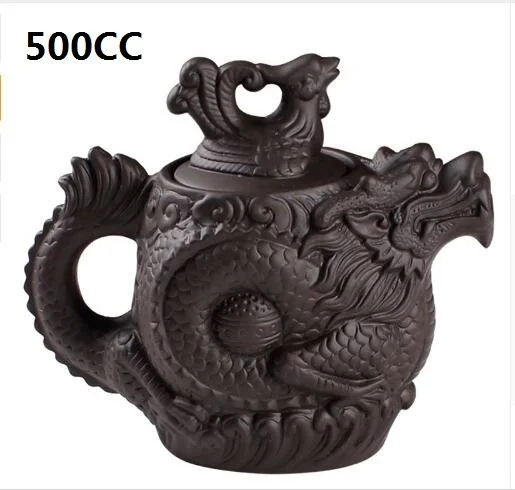 

Чайный горшок объемом 500 куб. См, чайник из фиолетовой глины, чайник с драконом, Фениксом, цветочный чайник, китайский кунг-фу зиша, 2 цвета, ру...
