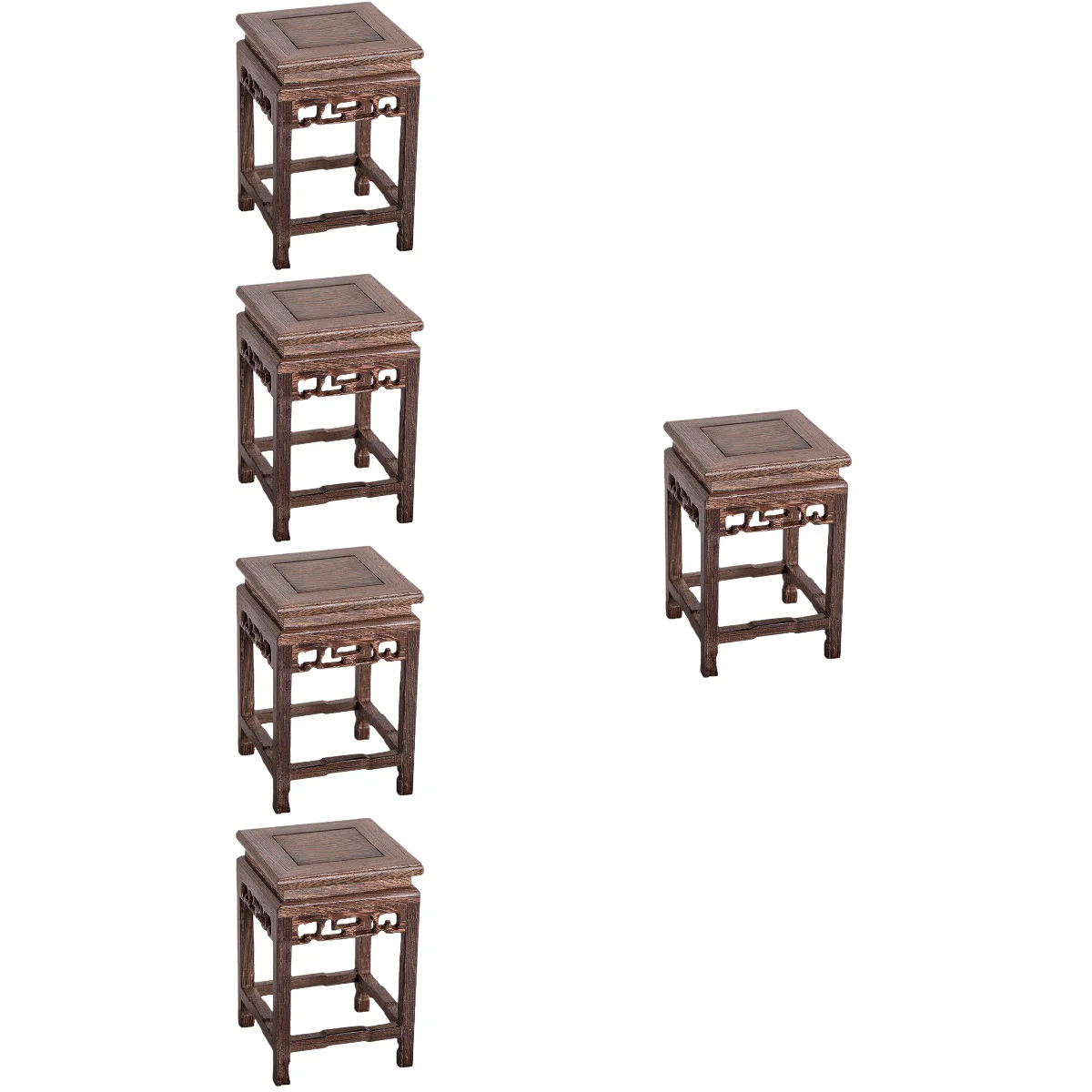 

5x Wooden Indoor Stable Household Oriental Style Flowerpot Holder Flowerpot Stand Potted Base Pot Rack