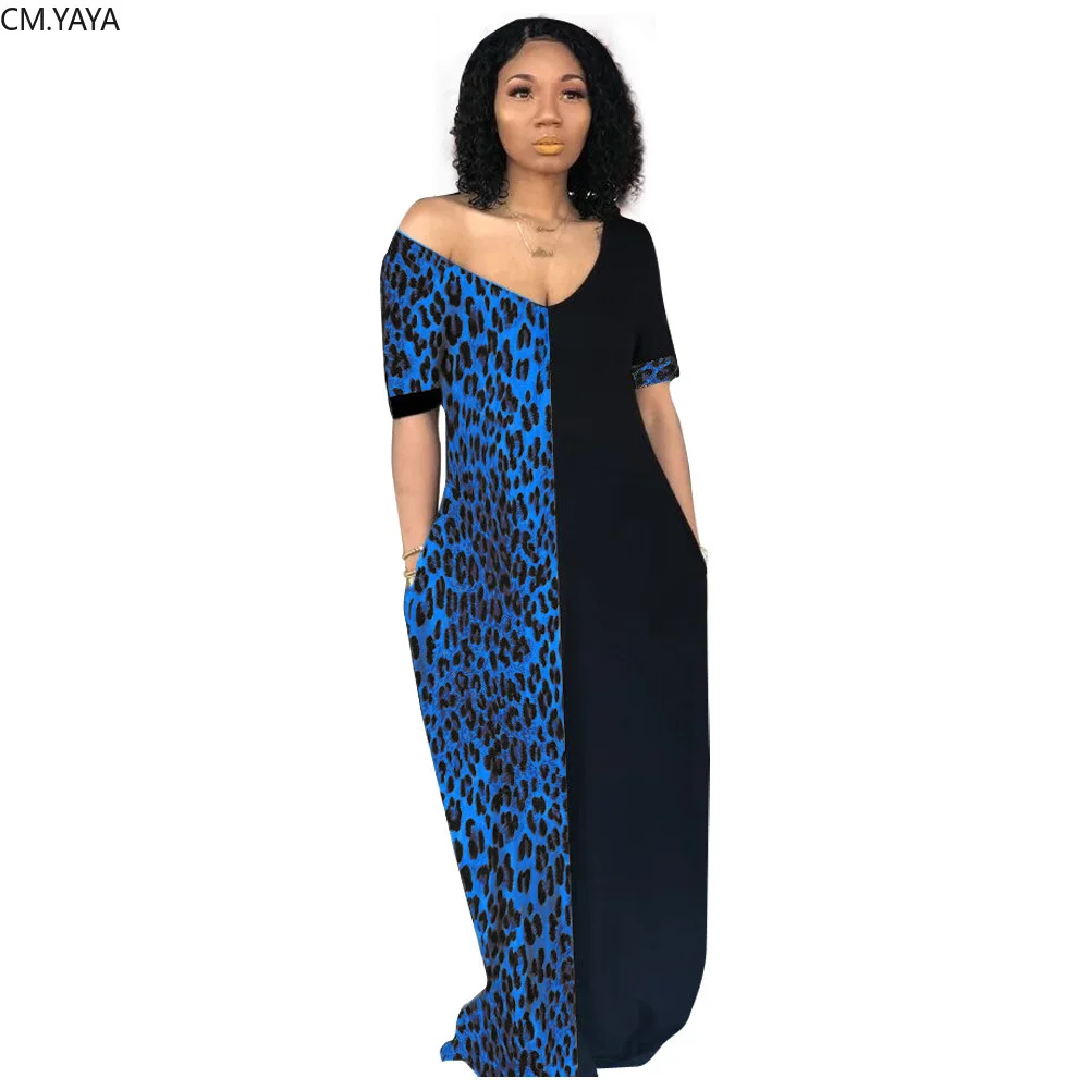 Женское платье-макси с V-образным вырезом коротким рукавом | Женская одежда