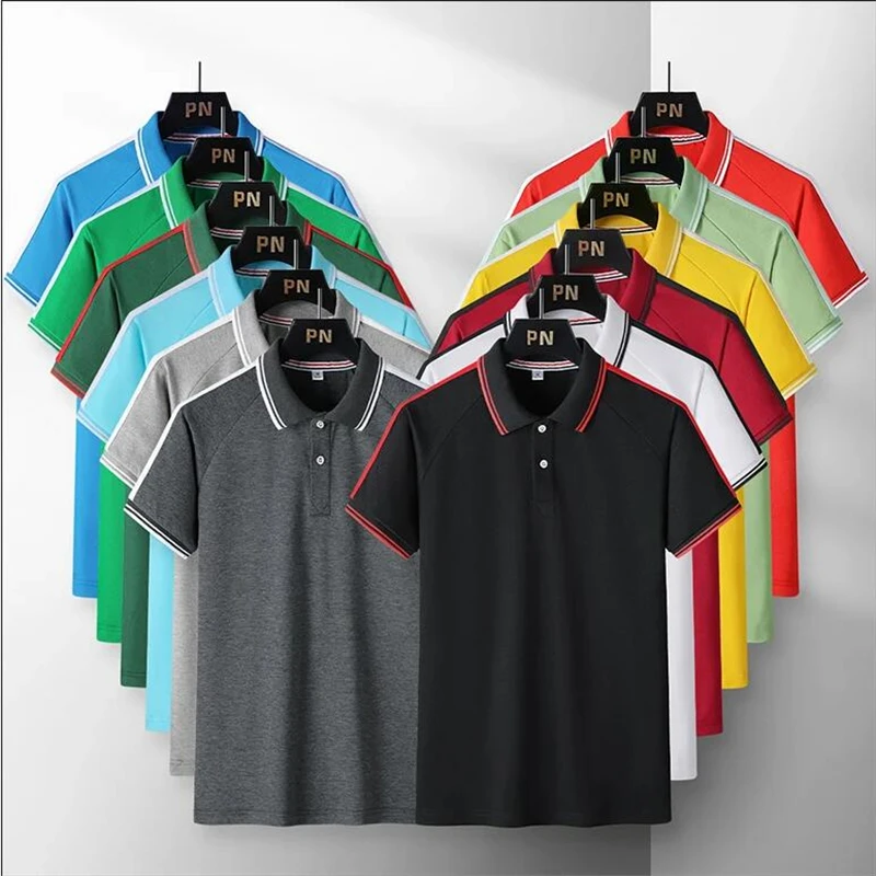 

2022 Men's Lapel Short Sleeve T-Shirt Twelve Colors Casual Skin-Friendly Comfortable Summer Men's Clothes wholesale