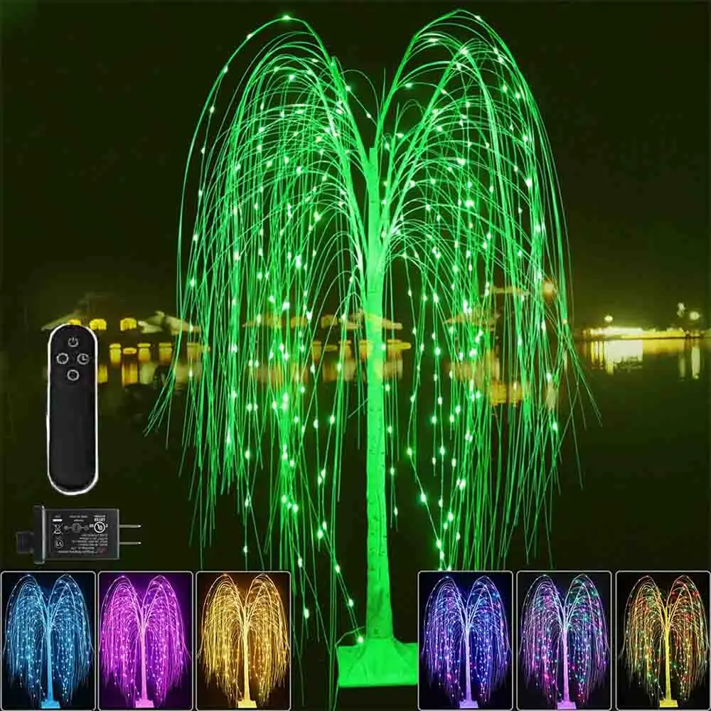 1.2/1.5/2.1M Waterproof Lighted Tree With Fairy String Light Outdoor Light Up Weeping Willow Tree Light for Garden Patio Decor
