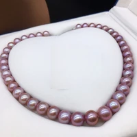 huge charming 1810 13mm natural south sea genuine purple round pearl necklace free shipping women jewelry pearl necklace