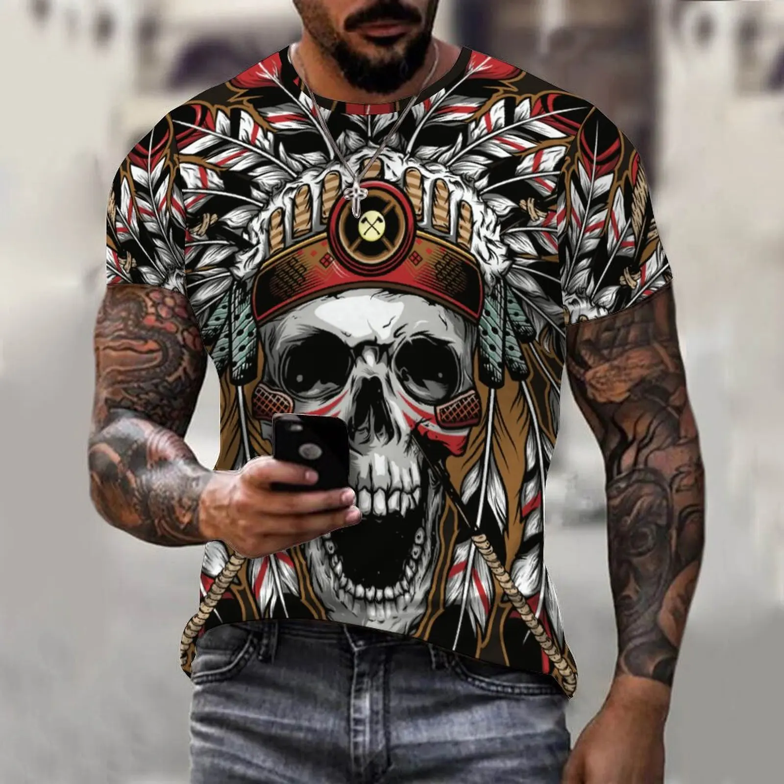 

Футболка мужская летняя с круглым вырезом и коротким рукавом