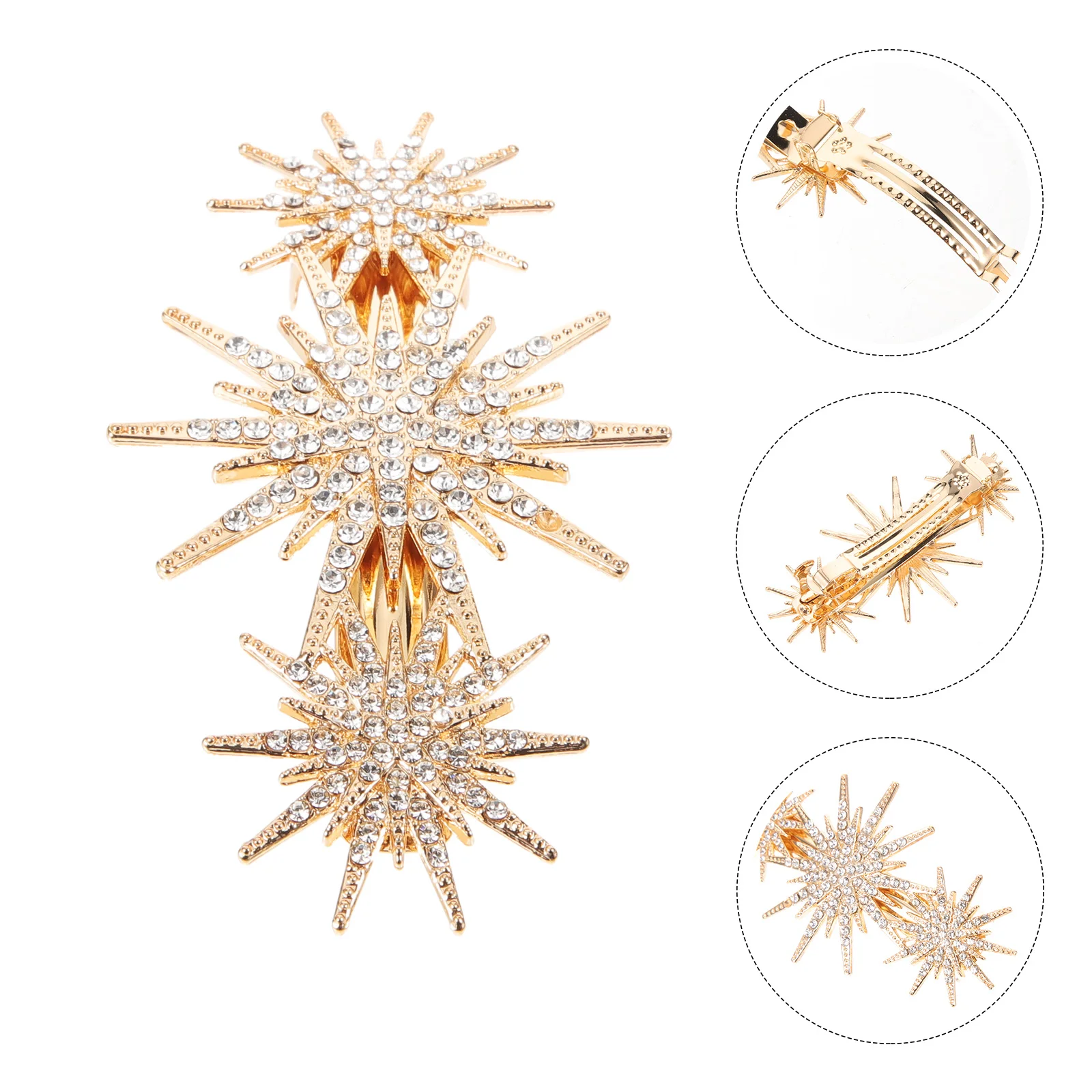

Gold Hair Accessories Rhinestone Clips Women Spring Rhinestones Girls Small Alloy Accessory Crystal Miss