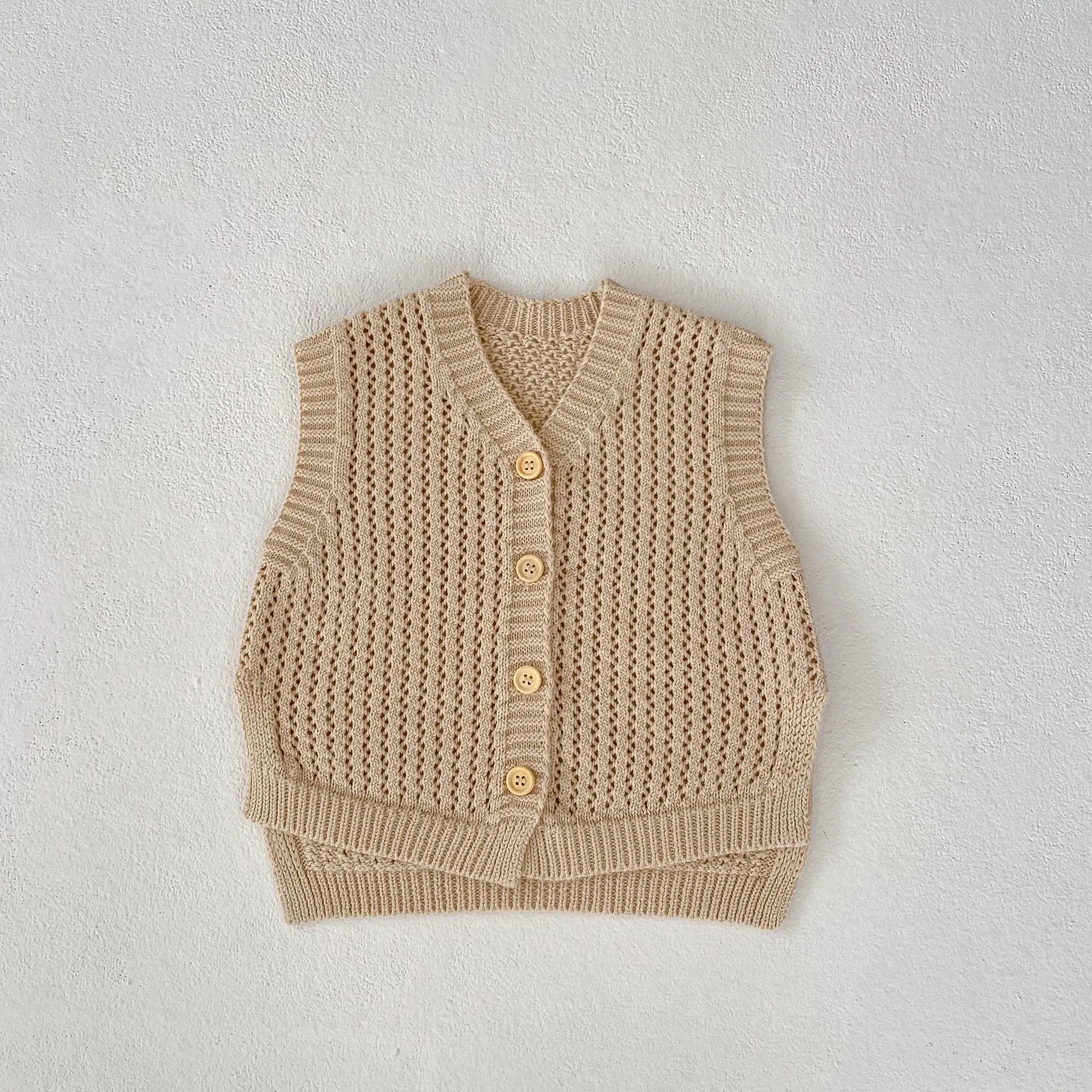 

Autumn 0-3Y Newborn Girl Infant Solid Knitting Hollow Out Vest Coat Boy Children Sleeveless Casual Tops Baby Cotton Waistcoat