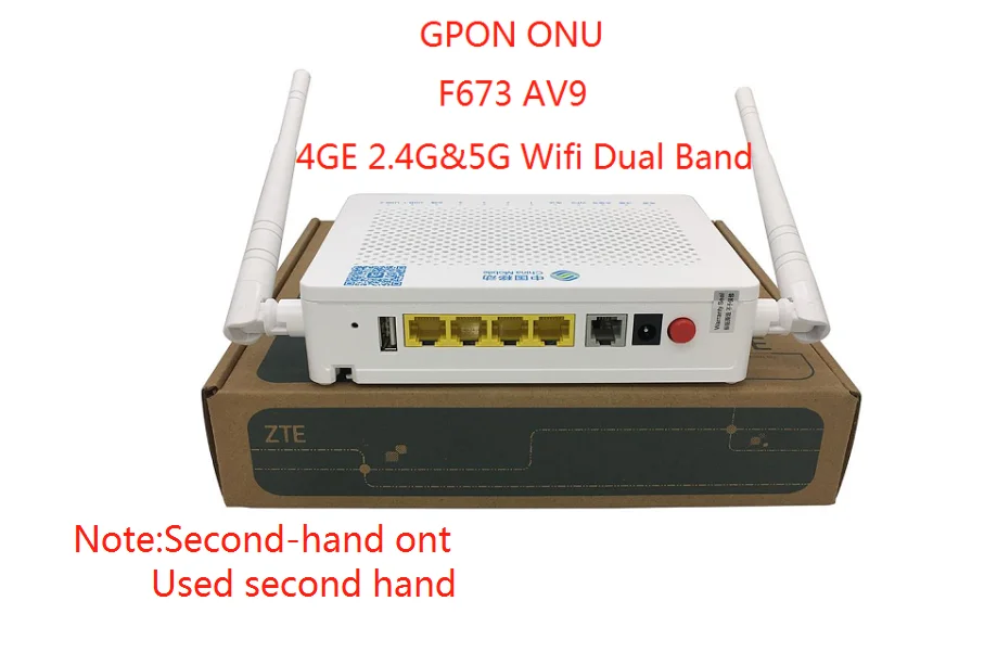 Бесплатная доставка ZTE F673aV9 F673aV9A ONU двухдиапазонный 4ge + 1tel + 2usb + Ac 5g Wifi Onu Gpon английская версия OLT б/у без питания
