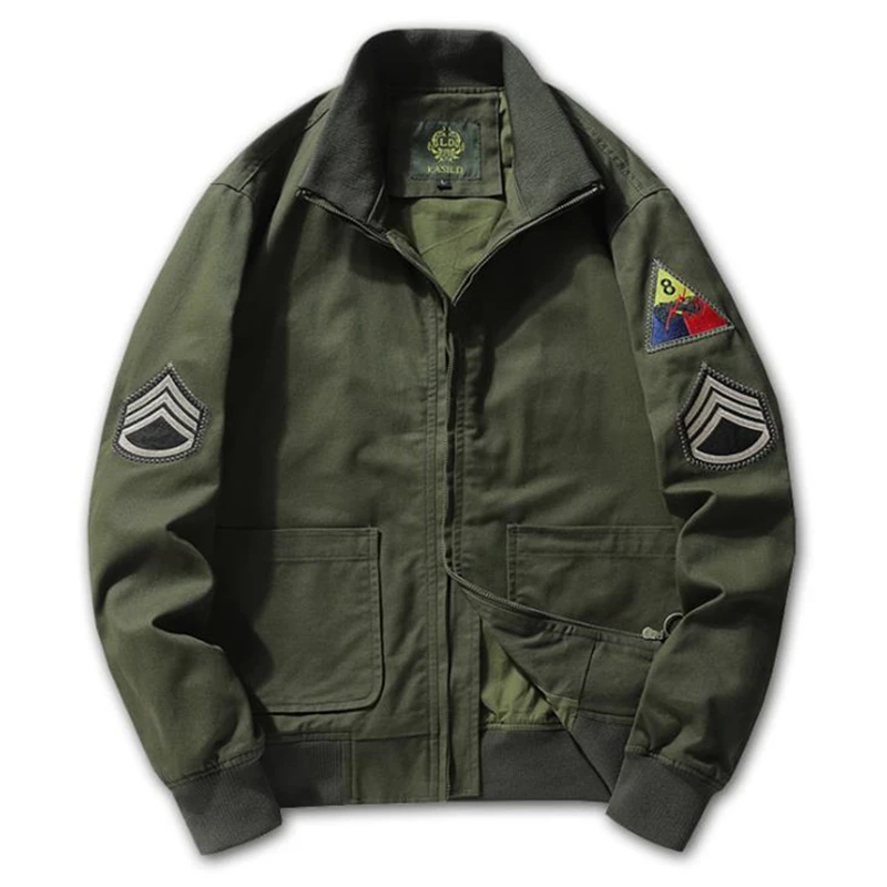 

Military Jacket Stand Collar Men's Bomber Jacket Cotton Embroidery Tactics Coat Men Windbreaker Chaqueta Hombre