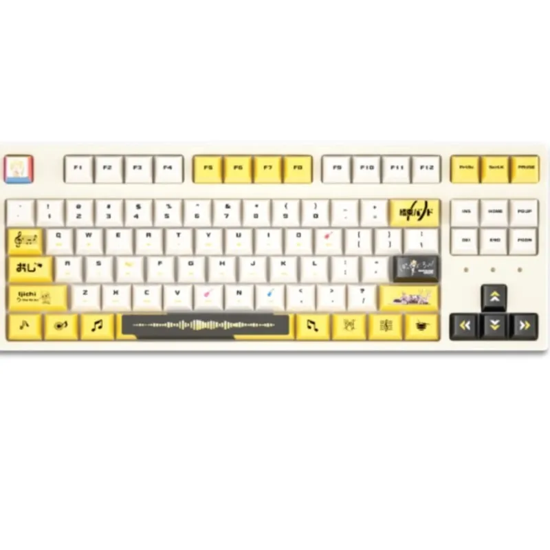 128 клавиши аниме колпачки для клавиш желтый PBT односторонняя Тепловая Сублимация