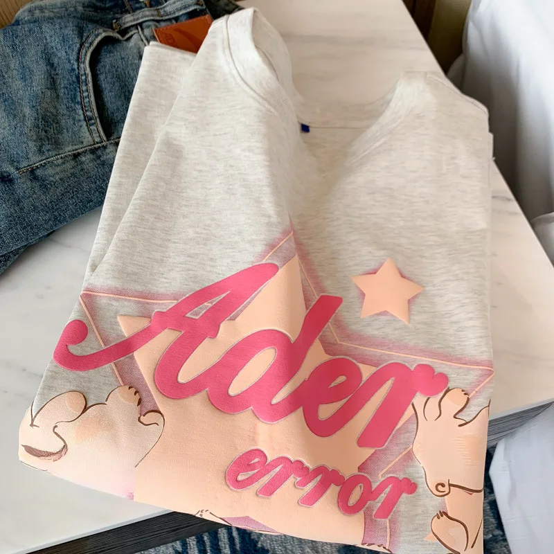 

Ader Error T-shirt Summer Cartoon Print Rabbit Men and Women Lovers Loose Round Neck Short Sleeve Cotton Tshirt 2023 New