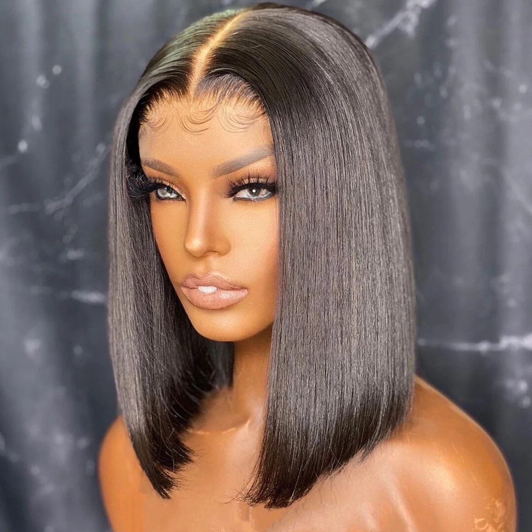Straight Bob Wig 13x4 Lace Front Human Hair Wigs Brazilian Short Bob Wig Pre Plucked Transparent Lace Frontal Human Hair Wigs