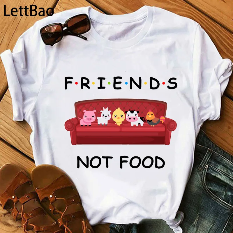 

Harajuku Summer T Shirts Friends Not Food Cow Print Women Tops T-shirt Streetwear Casual Vintage Vegan Summer Tiops T Shirts