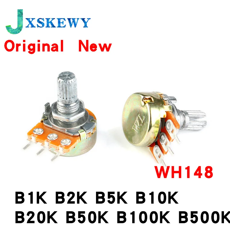 5pcs WH148 B1K B2K B5K B10K B20K B50K B100K B500K 3Pin 15mm Shaft Amplifier Dual Stereo Potentiometer 1K 2K 5K 10K 50K 100K 500K |