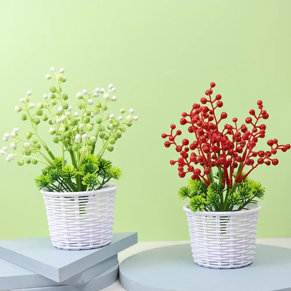 

Red Berries Bonsai Creative Plastic Vivid Window Sill Artificial Plant Bonsai Home Decor Fake Berry Bonsai Artificial Plant