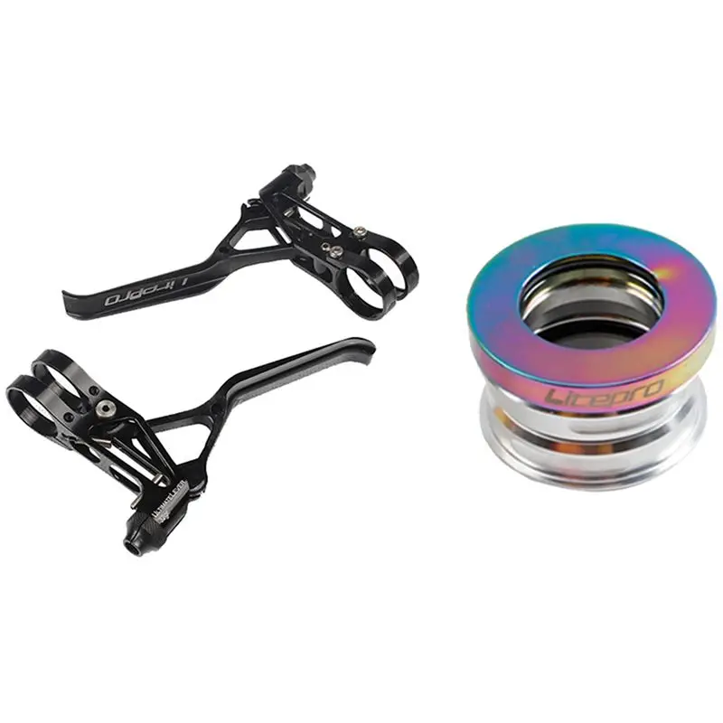 

Litepro 1 Pair Folding Bike Brake Levers Lp V Brake Lever & 1Pcs Folding Bike Headset Aluminum Alloy Cnc Bicycle Headset