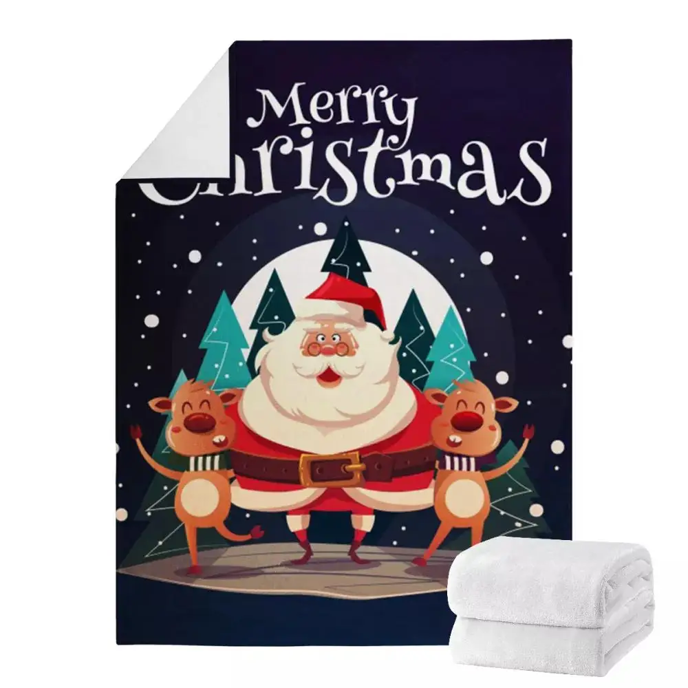 

Cartoon Flannel Blanket Christmas Tree Print Kids Bed Throw Blanket Kids Bedroom/Sofa Supplies