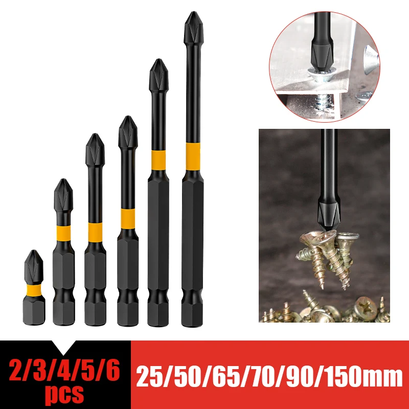 

Mini Batch Impact Screwdriver Non-slip 25/50/65/70/90/150mm Anti Bit Set Cross Hardness High Head Magnetic Ph2 Waterproof Strong