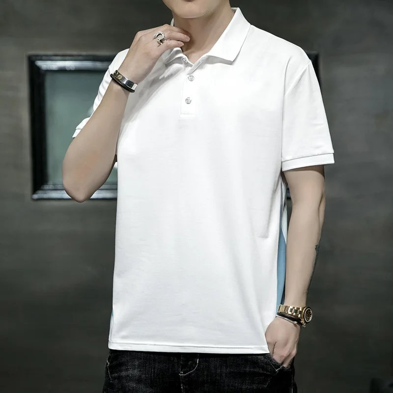 

Men's short-sleeved t-shirt summer casual lapel POLO shirt men's Korean version of the trend personality slim half-sleeve top