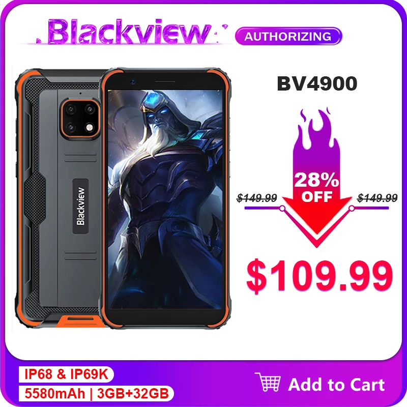 Blackview BV4900 Водонепроницаемый смартфон с 5 5-дюймовым дисплеем ОЗУ 3 ГБ ПЗУ 32 7 мАч