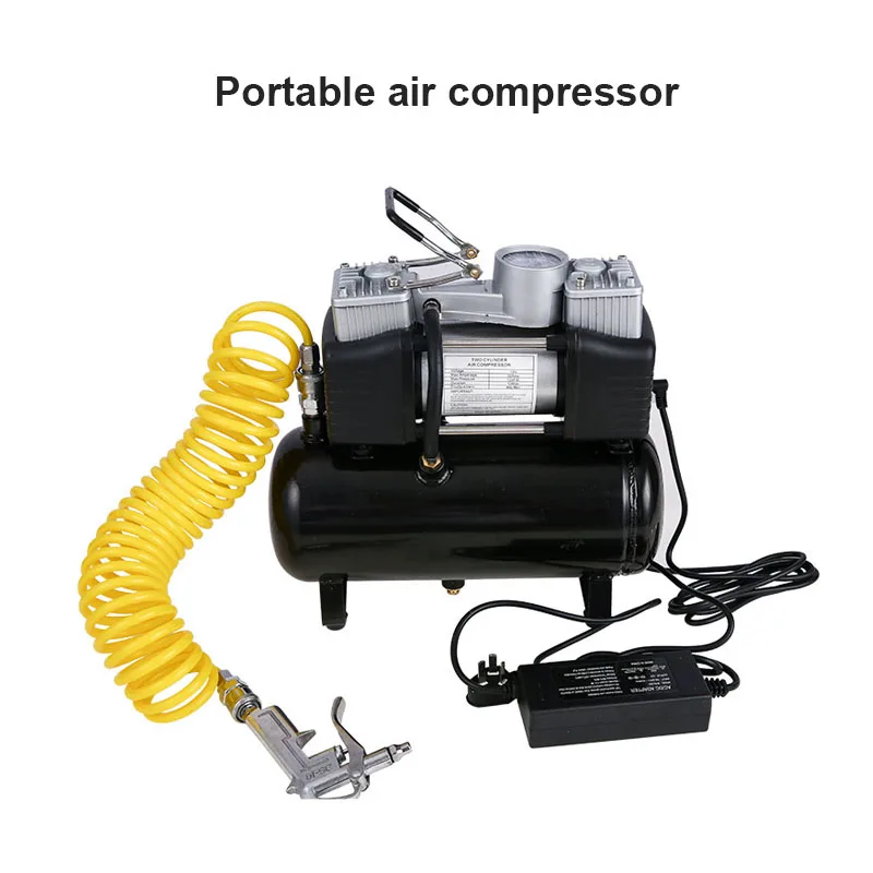 Portable Oil-free Silent Air Pump Mini Car Tire Inflator Pump Air Reservoir With Automatic Start Stop