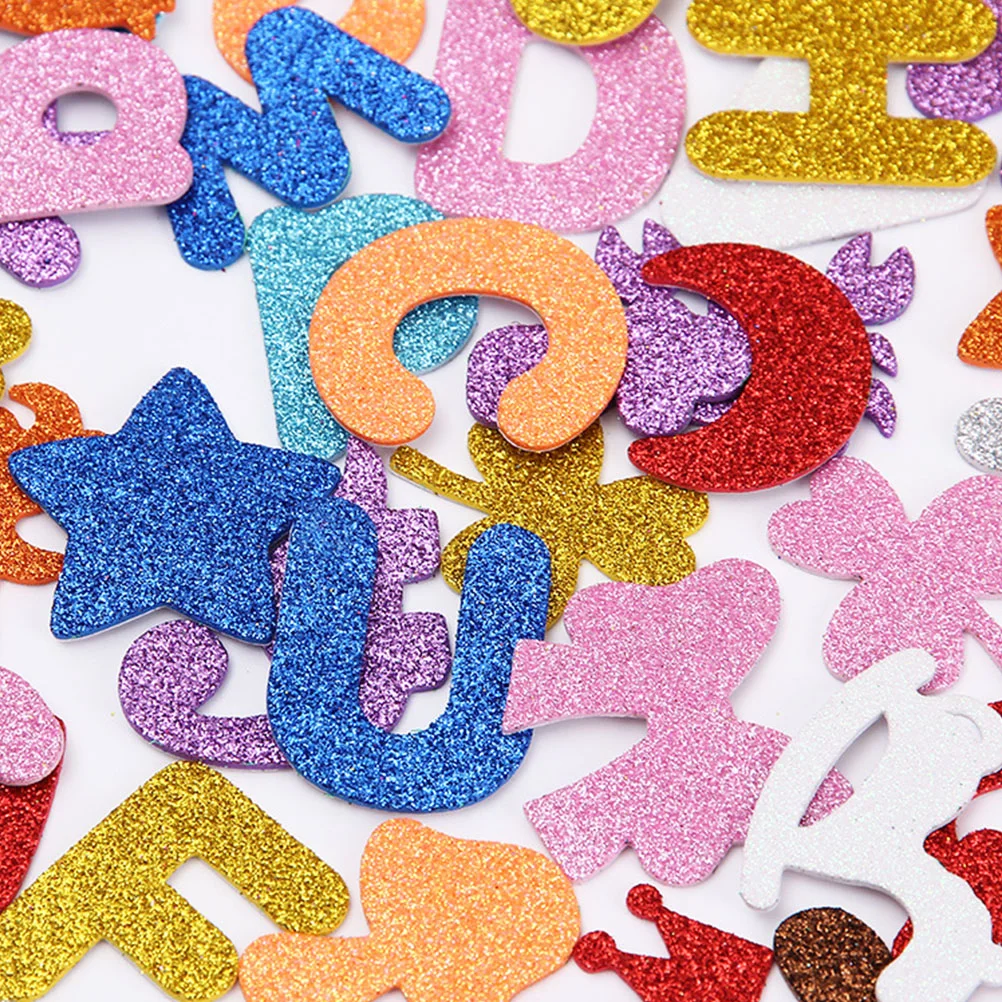 

2 Packs Lovely Alphabet Stickers Self-adhesive Letter Glitter Bright Foams DIY Eva Colorful