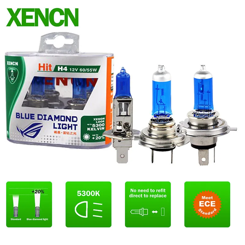 XENCN 12V H1 H3 H4 H7 H8 H9 H10 H11 H13 H15 H16 9005 9006 9012 Blue Diamond LIght 5300K Xenon White Halogen Lamp Car Light 2 pcs