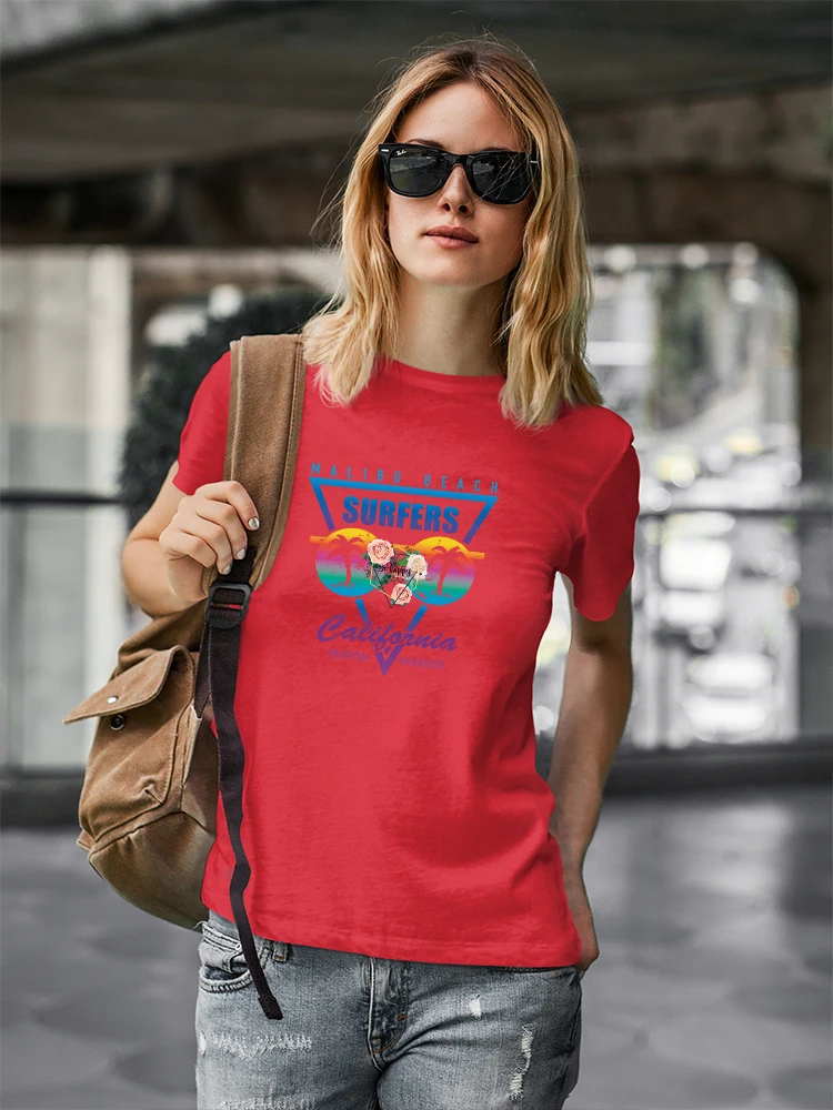 

Yeskuni California Summer T Shirt Women Short Sleeve Funny Hipster Instagram Clothes Punk Harajuku Tops Femme Red Dropship