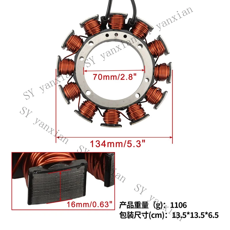 Фото Новый статор SY+ для Harley Davidson Sportster 883 07-18, 1200 07-17, 29997-07A, 12В 32А №2