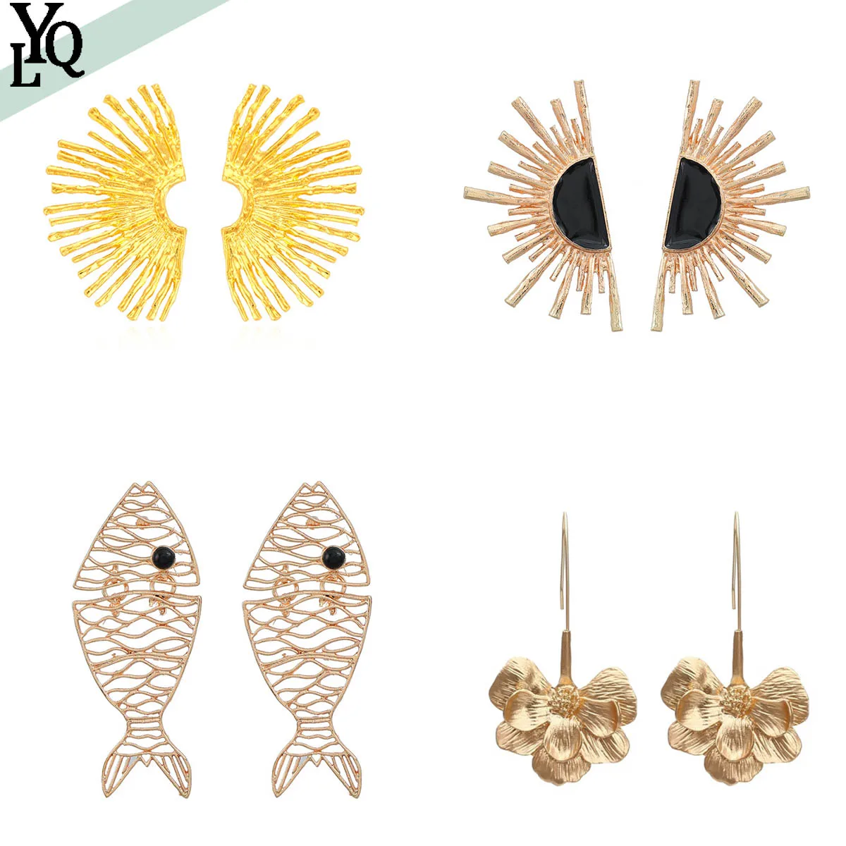 

Za Gold Vintage Style Fan-shaped Fish Shape Geometric Women's Earrings