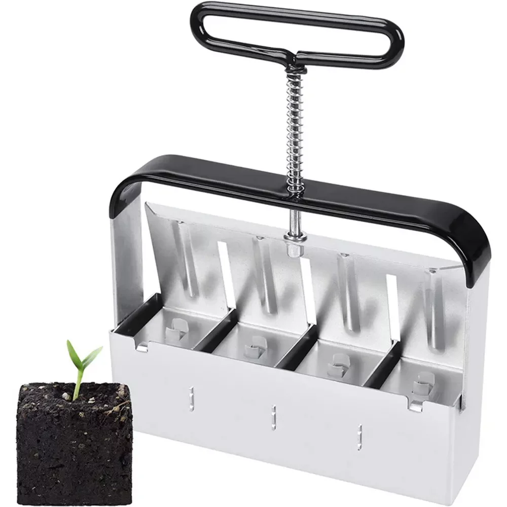 

Manual Quad Soil Blocker with Comfort-Grip Handle, Create 2" Soil Block for Seedlings, Cuttings, Greenhouses