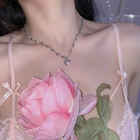 new french pink diamond love clavicle chain necklace diamond love sweet clavicle necklaces valentines day birthday gift