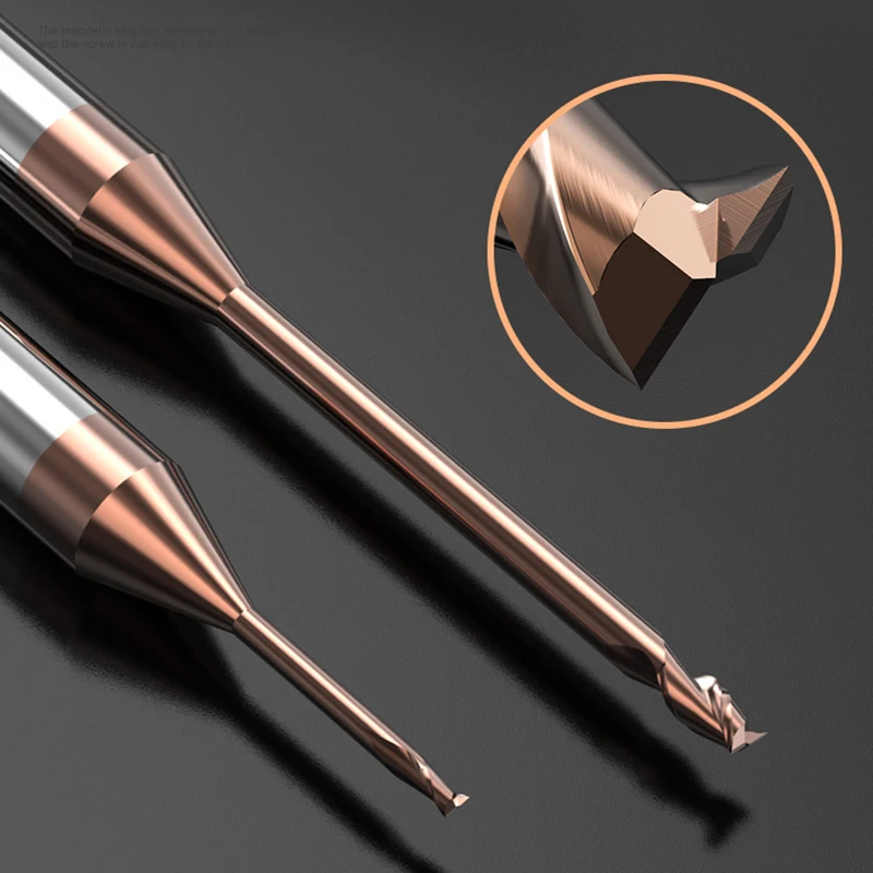 

1Pcs HRC55 4mm Shank Tungsten Steel Deep Groove Micro End Mill Diam 0.3mm-2.0mm 2-Flute Cutter TISN Coating On The Edge