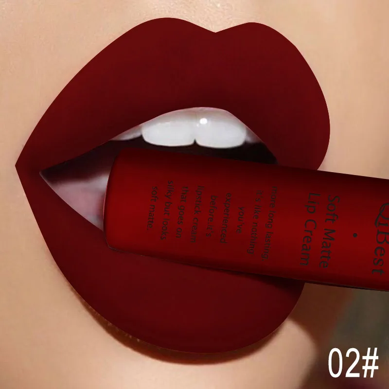 

QIBEST Matte Liquid Lipstick Waterproof Long Lasting Velvet Mate Nude Red Lip Gloss Lint Tube Makeup Cosmetic Lipsticks Lipgloss