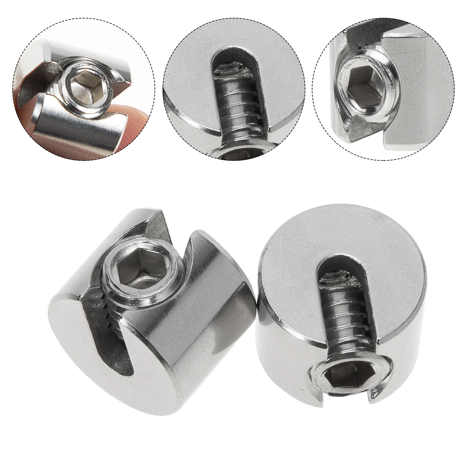 

2pcs Stainless Steel Slotted Clamp Wire Rope Cable Clip Wire Rope Fitting Clamp