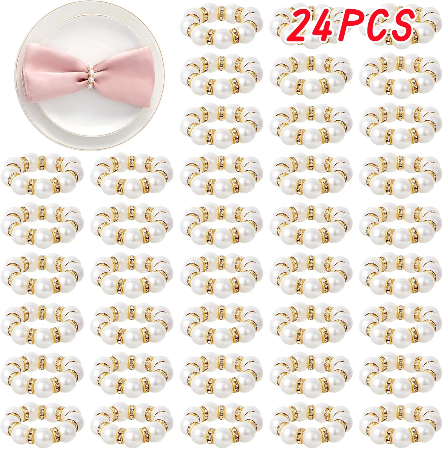 

Золотые кольца для салфеток с жемчугом Pearl Napkin Rings