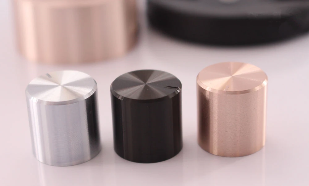 

Free Shipping 10 Pcs Power Amplifier Case Knob Volume Adjustment Aluminum Housing Knob Potentiometer Knob Cap 17mm Club Handle