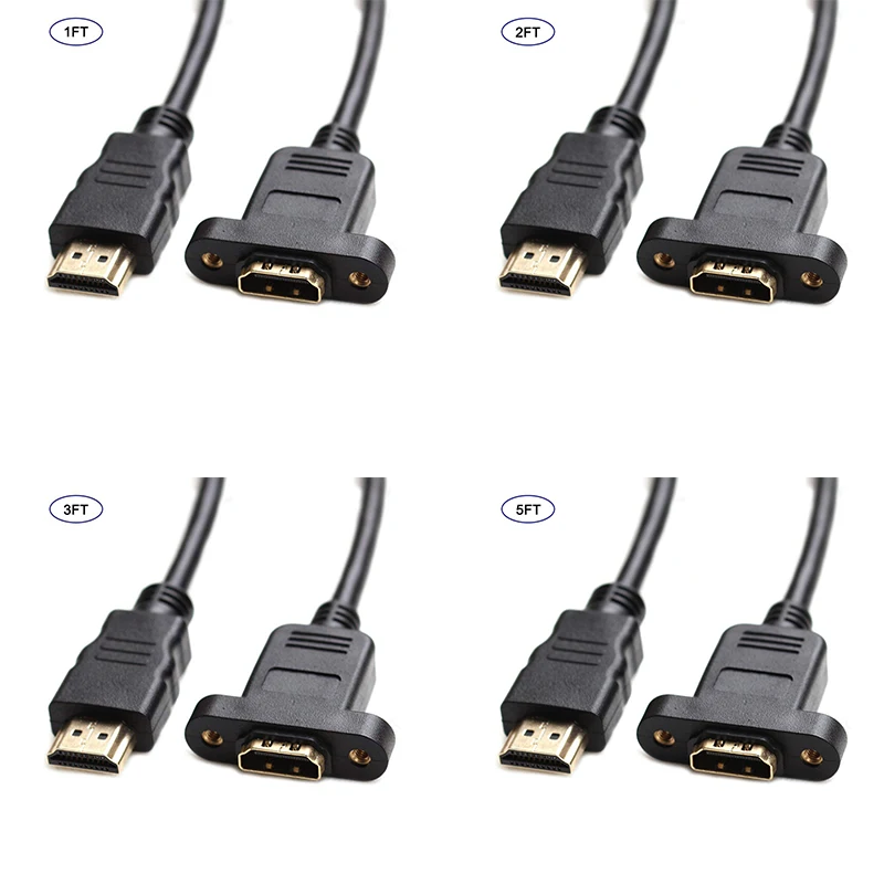 

Hdmi Extension Cable High Speed Hdmi Male To Female Extension Wire Cord Hdmi Extender With Screw Nut For Panel Mount - Gold Plat