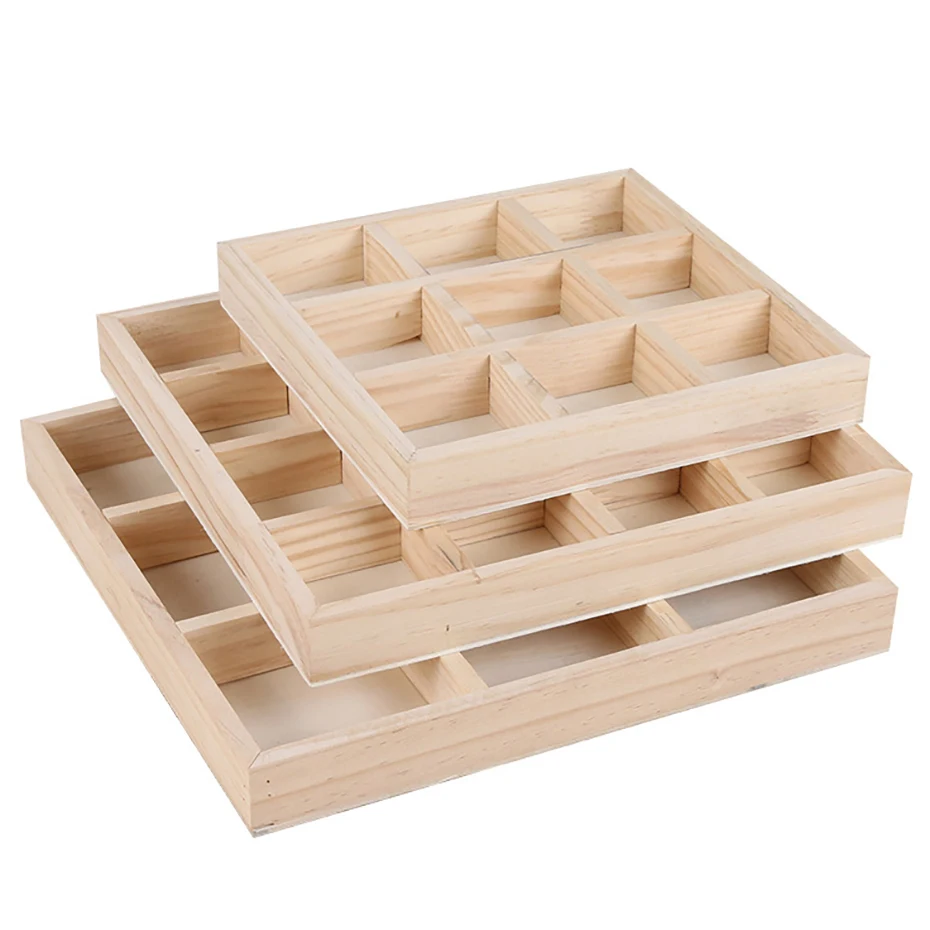 

Jewelry Stand Display Trays Nature Wooden Earrings Ring Necklace Organizer Jewelry Storage Holder Removable Wooden Batten Spacer