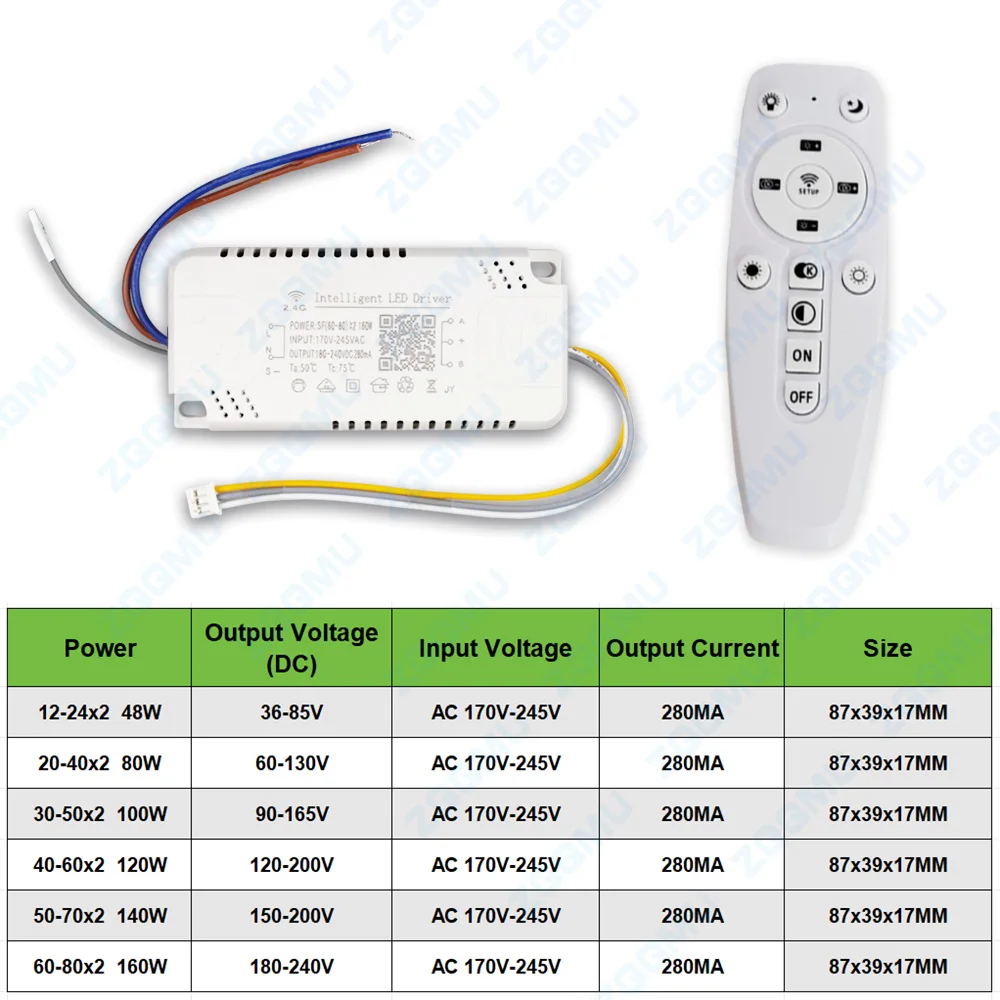 

ZQQMU 2,4G интеллектуальный светодиодный трансформатор 12-24Вт