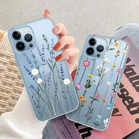flower floral transparent phone case for iphone 13 12 mini 11 pro max 7 8 6 6s plus x xr xs max se 2020 soft silicone back cover