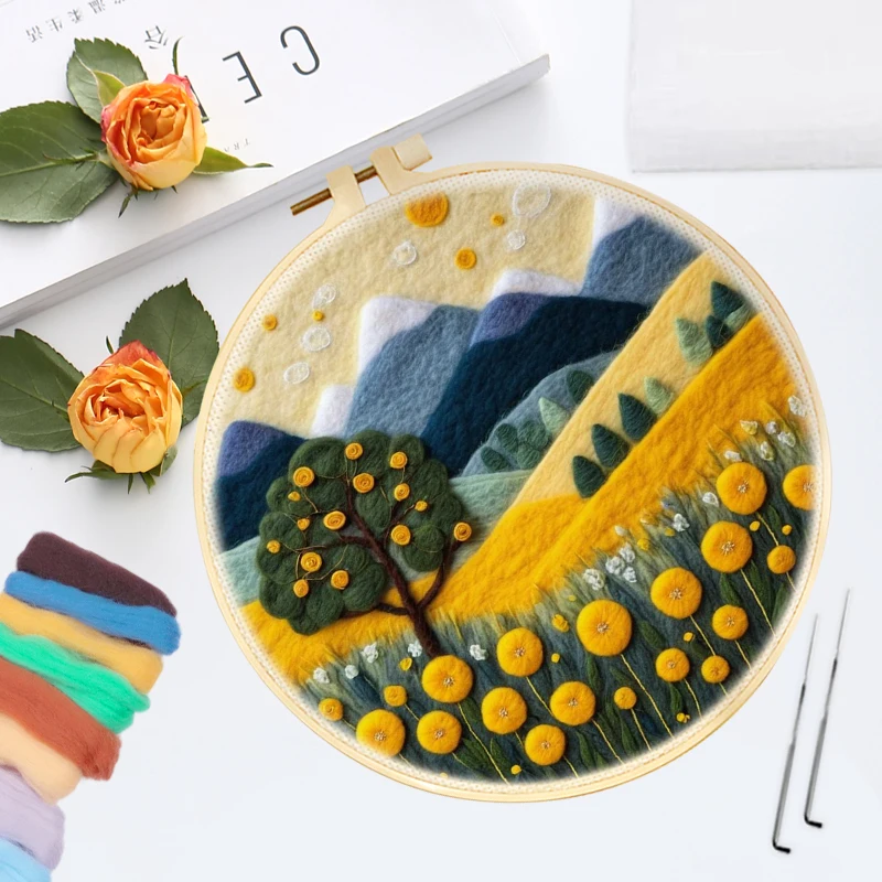 CHENISTORY игла стартовый набор для валяния из шерсти пейзажный с набором вышивания