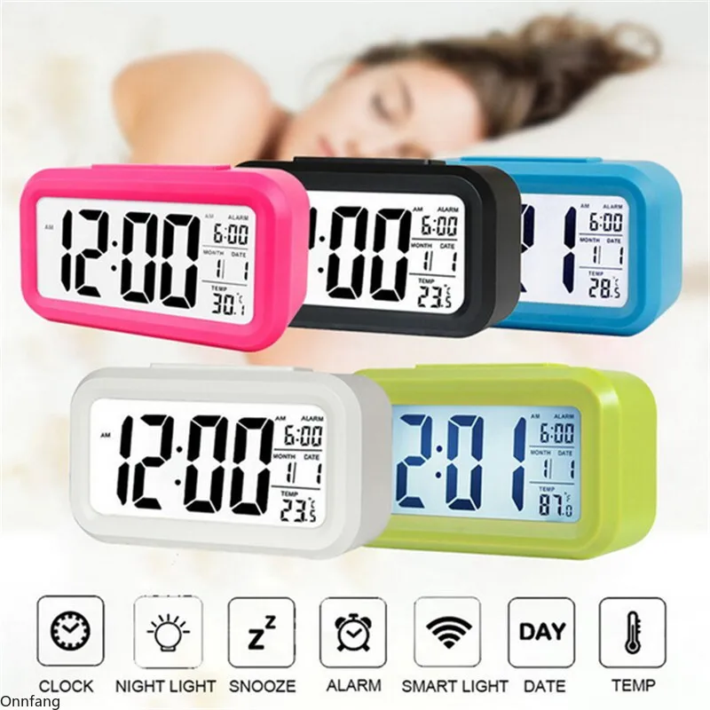

Светодиодный цифровой будильник, умные электронные часы с функцией повтора температуры и календаря, настольные часы с функцией будильника