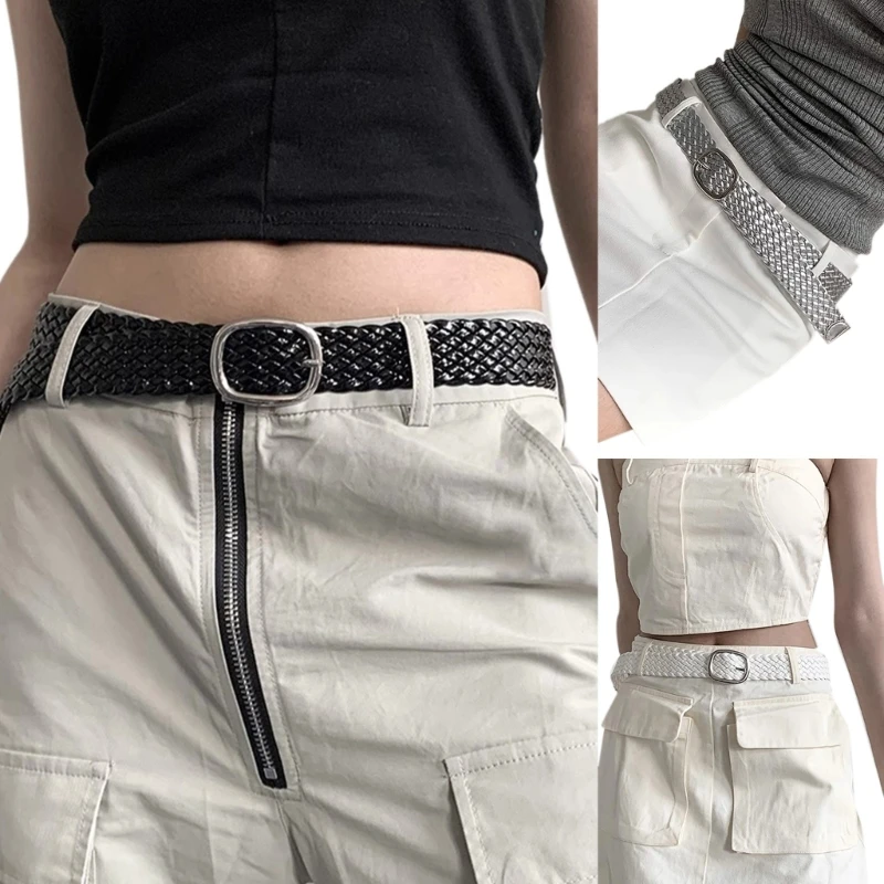 

Плетеный пояс для ковбойской пастушки с металлической пряжкой, винтажный ремень