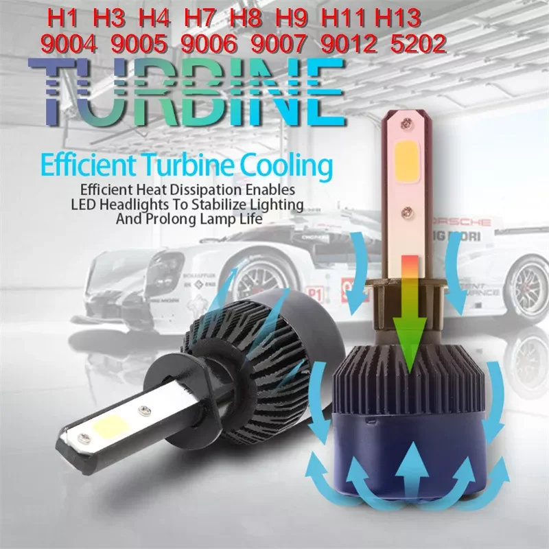

8000LM Car Haedlight H4 H7 H1 LED H8 H9 H11 H13 6500K Auto Car Light Bulbs Fog Light 8000LM LED Bulb 9005 9007 9006 5202 COB