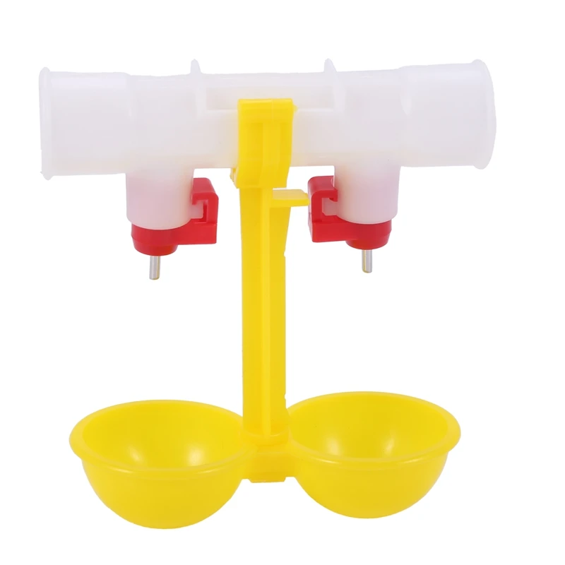 

10 Pcs Chicken Drinking Fountain Double Hanging Cup Ball Nipple Drinkers 25Cm Chicken Equipment Quail Feeders