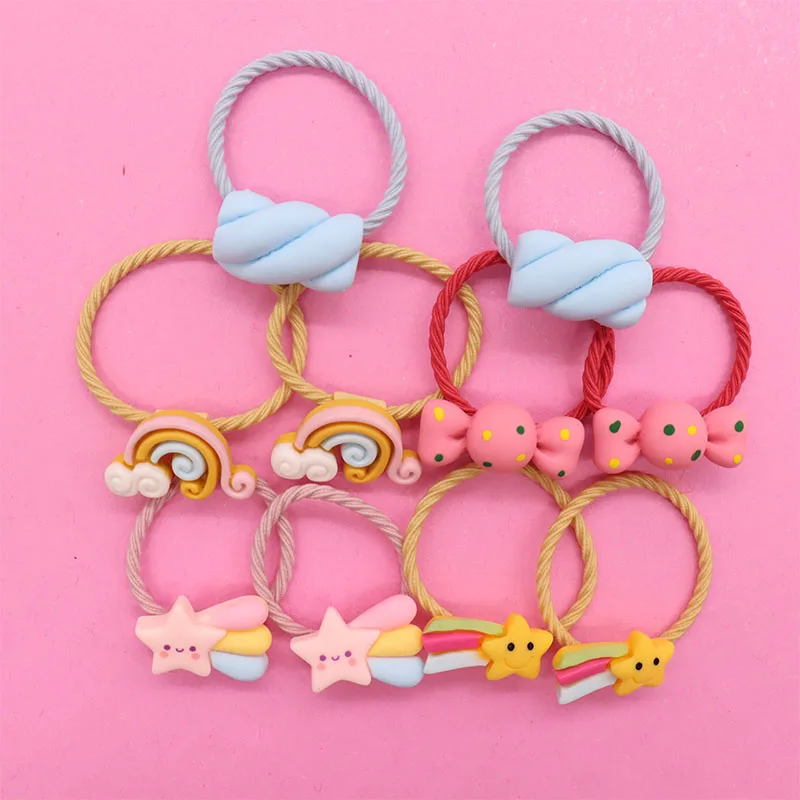 2 шт./компл. лидер продаж резиновые украшения для волос с радужной звездой и