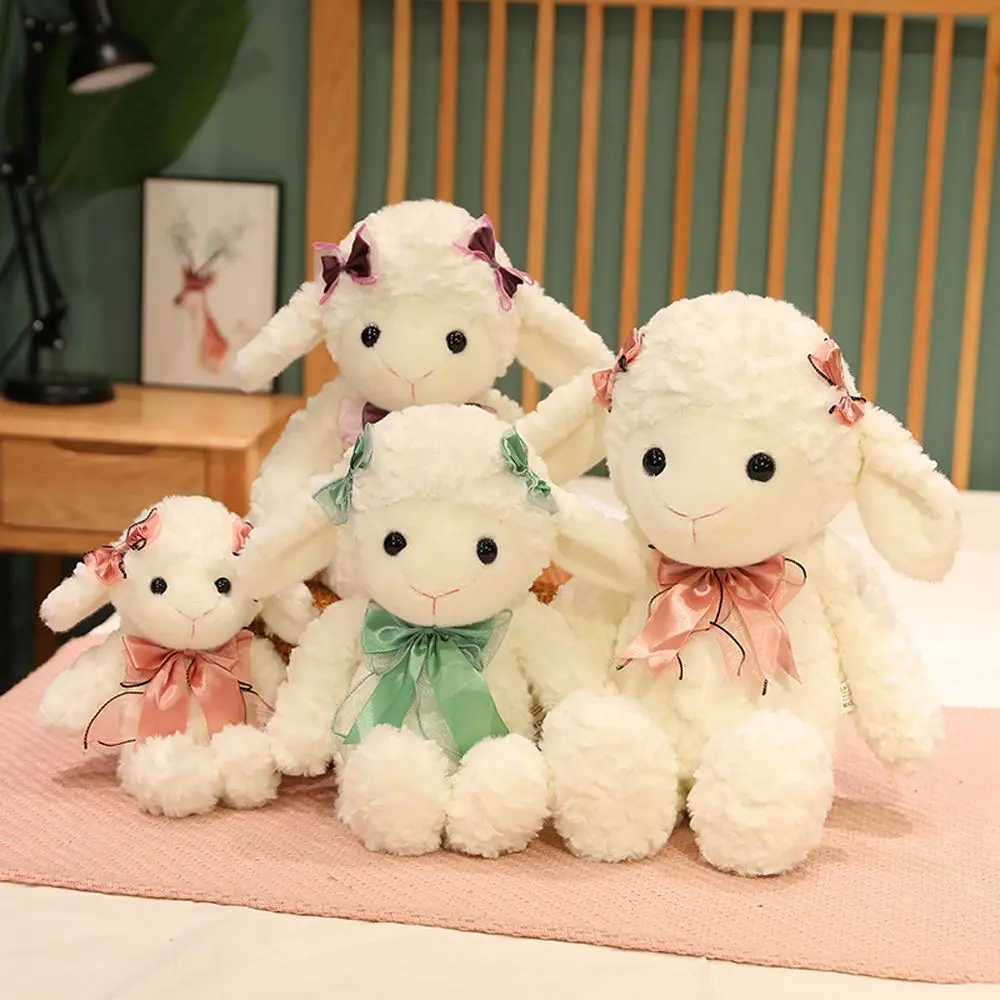 

30/45/60cm Cartoon Plush Sheep Dolls Stuffed Soft Animal Bowknot Sheep Toys Pillow for Girls Baby Birthday Gifts