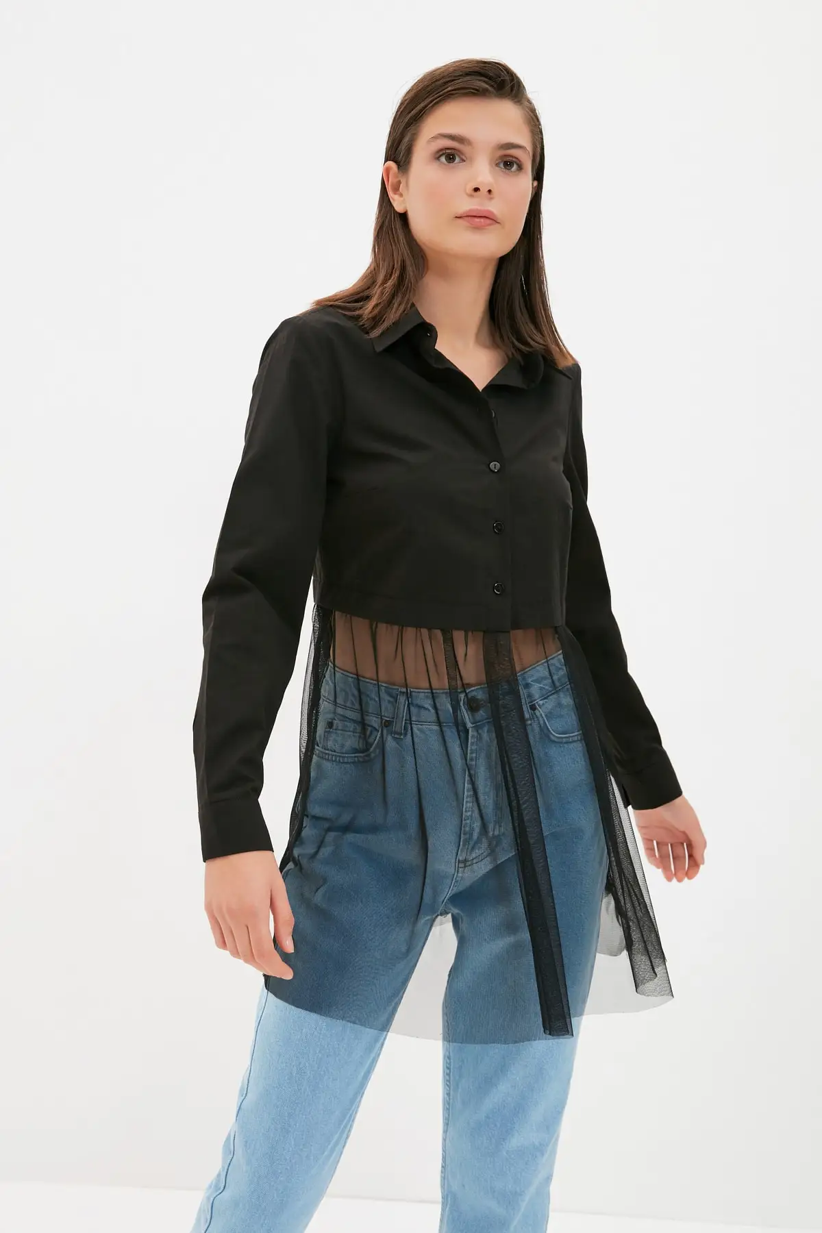 

Trendyol Tulle Detailed Shirt TWOAW22GO0752