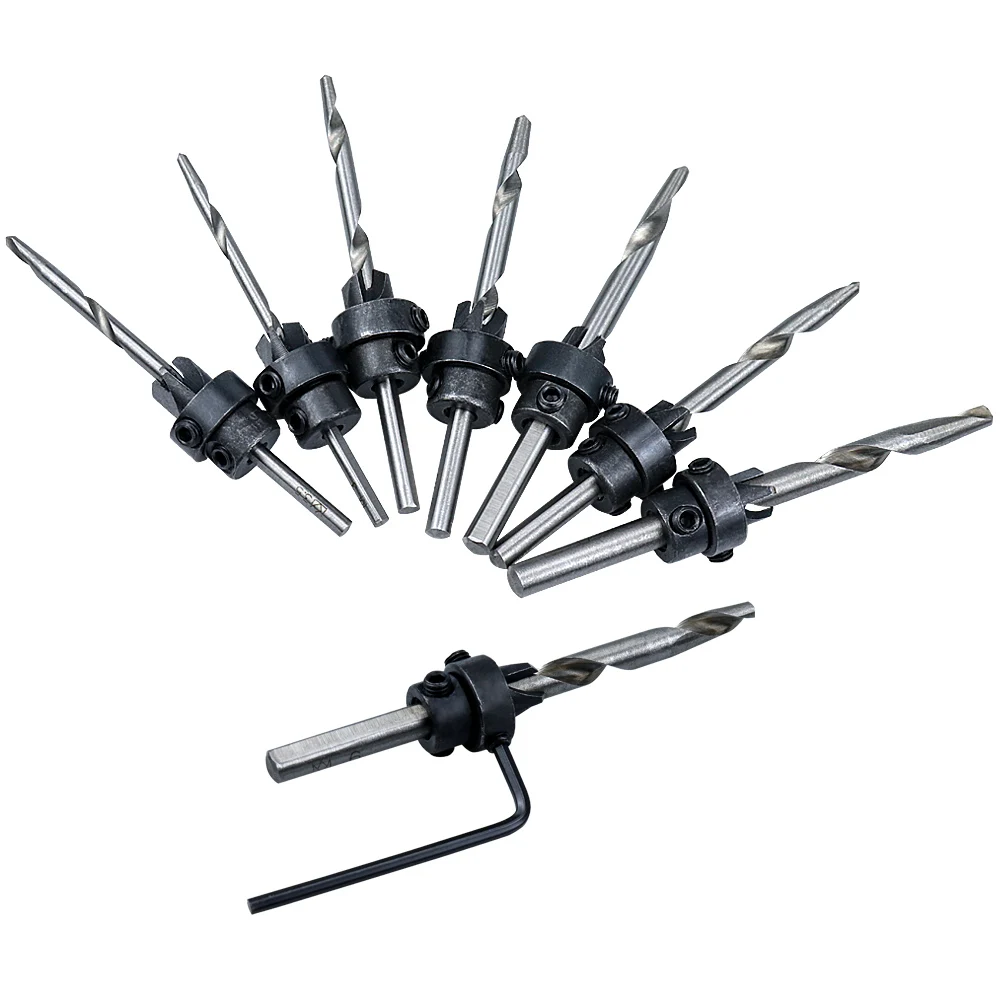 

Набор сверл с зенкером, Высокоскоростная сталь, набор из 7 насадок + 1 мини-гаечный ключ, набор сверл для деревообработки, набор электроинструментов