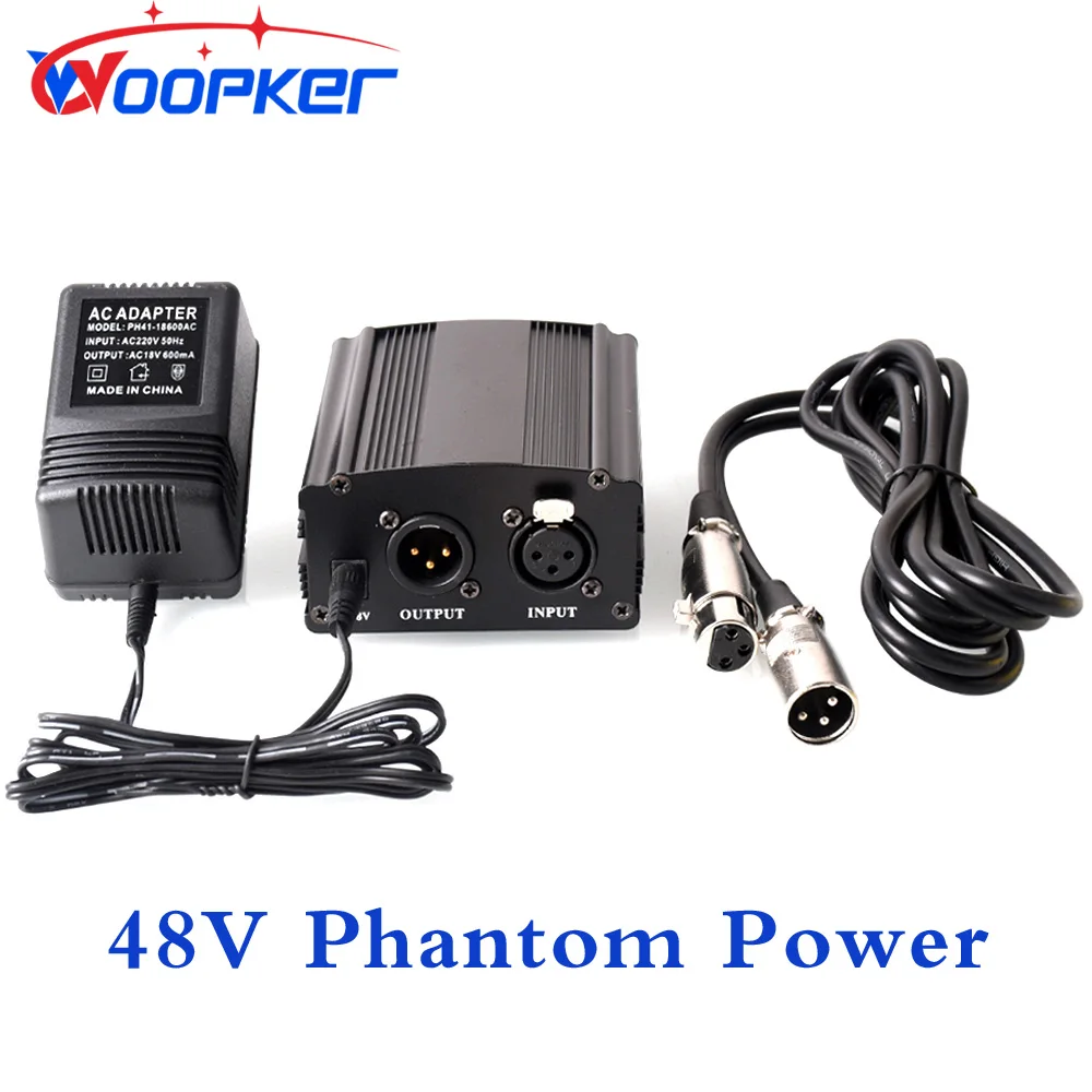 48V Phantom Power Supply with XLR Cable for Condenser Microphone BM 800 858 Audio Recording Karaoke Sound Equipment