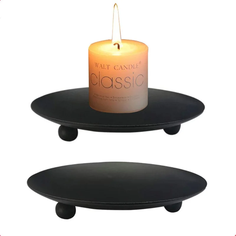 Iron Plate Candle Holder Decorative Candle Plate Pedestal Candle Stand for Wax Candles Spa Wedding &amp Birthdays Party